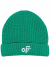 OFF-WHITE EMBROIDERED-LOGO CHUNKY BEANIE
