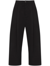 Studio Nicholson Sorte Pleated Cotton-twill Wide-leg Trousers In Black