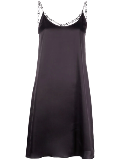 Rabanne Chain-embellished Satin Mini Dress In Black