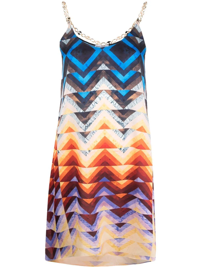 Rabanne Geometric-print Dress In Blue