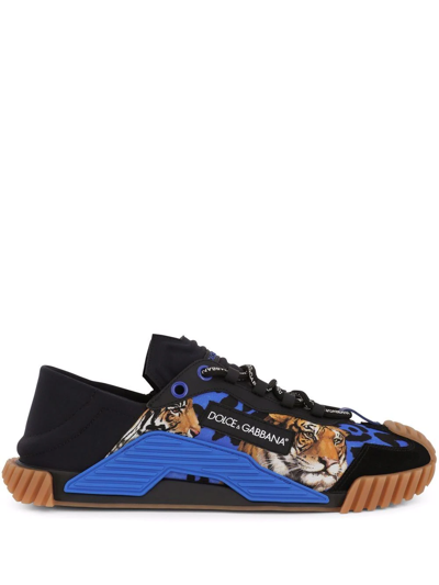Dolce & Gabbana Ns1 Sneakers With Tiger Print In Multicolor