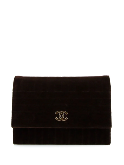 Pre-owned Chanel 1990 Mademoiselle-quilt Clutch Bag In Brown