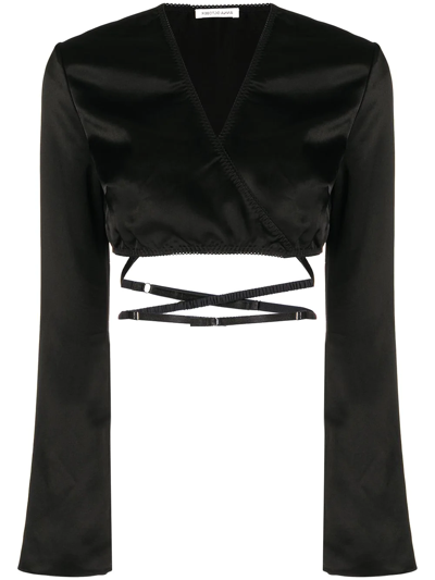 Anna October Iris Waist-strap Crop Top In Black