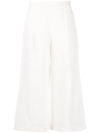 Ermanno Scervino White Cropped Wide-leg Trousers In White
