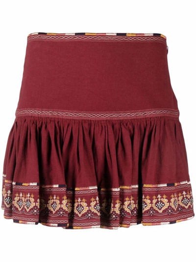 Isabel Marant Étoile Tyruss Embroidered Mini Skirt In Red