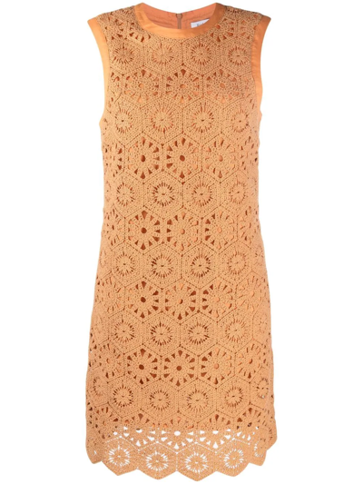 Rodebjer Tulip Crochetd-design Dress In Beige