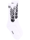 Amiri Flame-print Branded Ribbed Cotton Socks In White