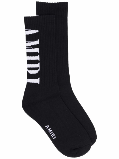 Amiri Vertical Core Logo-print Cotton Socks In Black