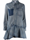 RED VALENTINO FLARED-HEM DENIM PLAYSUIT