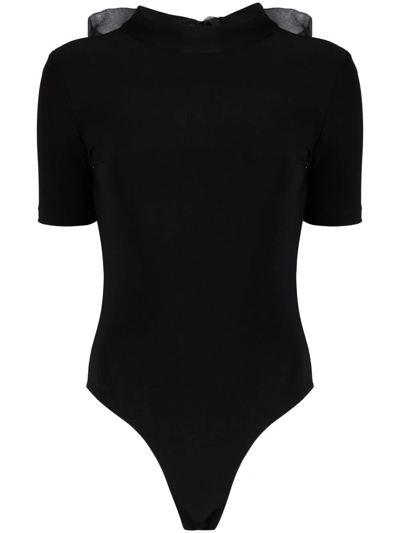 Atu Body Couture Bow-detail Mock Neck T-shirt In Black