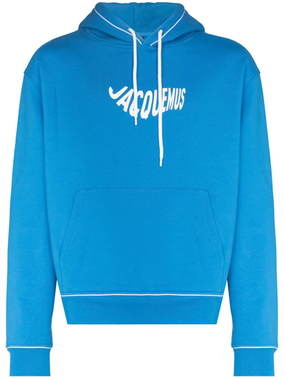 Jacquemus Le Sweatshirt Vague Cotton Jersey Hoodie In Blue