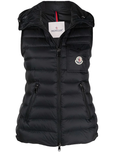 Moncler Black Down Glyco Hooded Vest