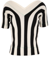 Bottega Veneta Black And White Linen Top In White