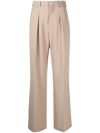 Ami Alexandre Mattiussi High-waisted Flared Wool Trousers In Neutrals