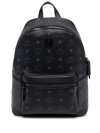 Mcm Men's Logo Monogram Medium Leather Backpack In Nero