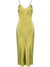 Gilda & Pearl Sophia Silk Midi Slip Dress In Green