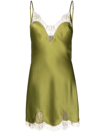 Gilda & Pearl Lace-embroidered Golden Hour Slip Dress In Green