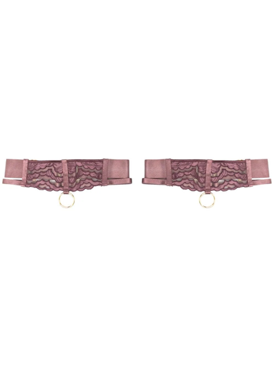 Bordelle Dala Satin-trim Garters In Purple