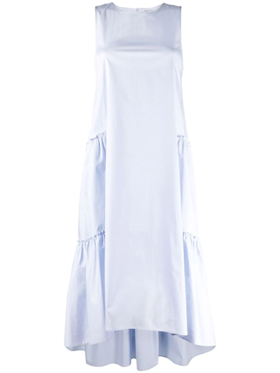 Peserico Gathered-detail Sleeveless Dress In Blue