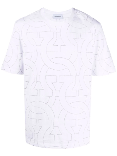 Ferragamo Gancini-print Short-sleeve T-shirt In White