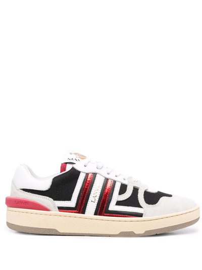 Lanvin Men's Metallic Clay Low-top Leather-suede Sneakers In Black/red