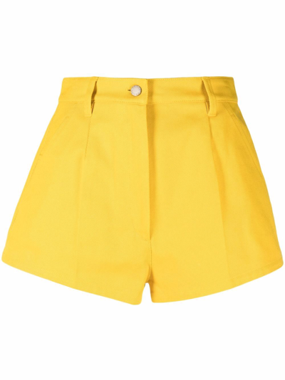 Prada Triangle-logo Cotton Shorts In Yellow
