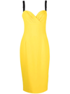 Dolce & Gabbana Sweetheart-neck Cady Midi Dress In Yellow