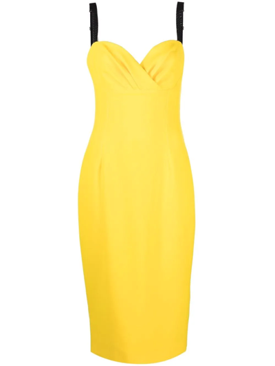 Dolce & Gabbana Sweetheart-neck Cady Midi Dress In Yellow