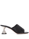 Miu Miu Crystal-embellished Leather Sandals In Black
