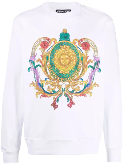 Versace Jeans Couture Garland Sun Baroque Graphic Sweatshirt In White