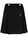 Bottega Veneta Pleated Wool-gabardine Mini Wrap Skirt In Schwarz