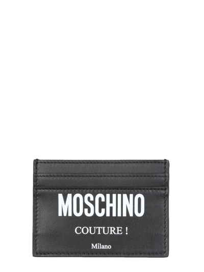 Moschino Card Holder With Logo In Black