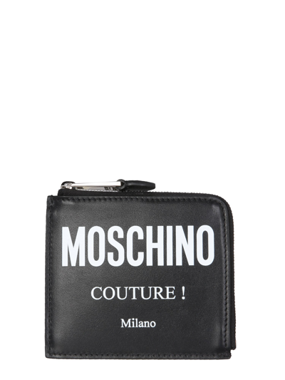 MOSCHINO SQUARE WALLET WITH LEATHER LOGO