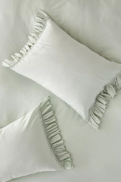 Anthropologie Set Of 2 Ruffled Organic Spa Sateen Pillowcases
