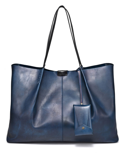 Old Trend Women's Genuine Leather Calla Tote Bag In Navy