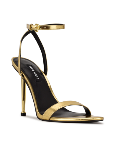 Nine West Women's Reina Almond Toe Stiletto Dress Sandals Women's Shoes In Gold