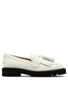 Stuart Weitzman Mila Lift Tassel-embellished Loafers In White