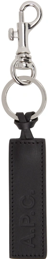 Apc Calfskin Logo Key Ring In Lzz Black