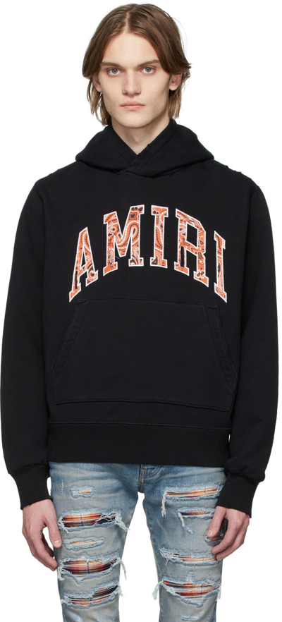 Amiri Black Logo-appliquéd Hooded Cotton Sweatshirt