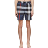 BURBERRY NAVY CHECK GUILDES SWIM SHORTS