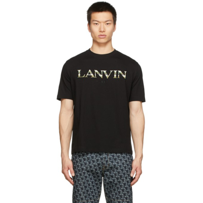 Lanvin Black Cotton Curb Logo T-shirt