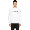 Balmain Black Sweatshirts Man Sweatshirt White Size Xl Cotton In Gab Blanc/n