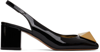 Valentino One Stud Patent Leather Slingback Pumps In 0no Nero
