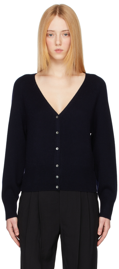 Vince V-neck Ribbed Wool And Cashmere-blend Cardigan In Coastal-403cbl