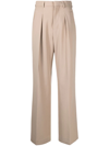 Ami Alexandre Mattiussi High-waisted Flared Wool Trousers In Neutrals