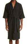 Fear Of God Cropped-sleeve Cotton-waffle Robe In Black