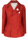 MAISON MARGIELA RED ASYMMETRIC-FASTENING FITTED JACKET