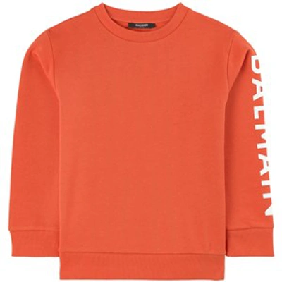 Balmain Kids' Orange Golden Logo Sweatshirt