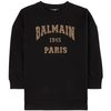 BALMAIN BALMAIN BLACK GOLDEN LOGO SWEATSHIRT,6Q4750F0015