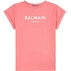 Balmain Kids' Pink Logo T-shirt In Purple